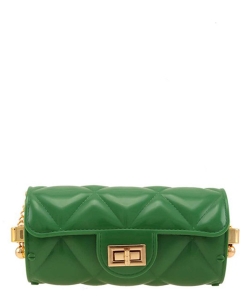 Diamond Quilted Cylinder Shape Crossbody Jelly Bag SP7163 GREEN